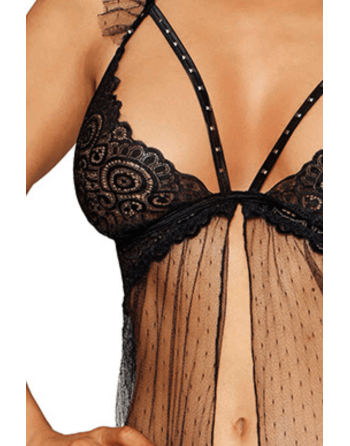 Babydoll noir et string assorti - DG13694BLK