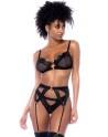 Ensemble 3 pièces en wetlook noir - MAL2767WBLK