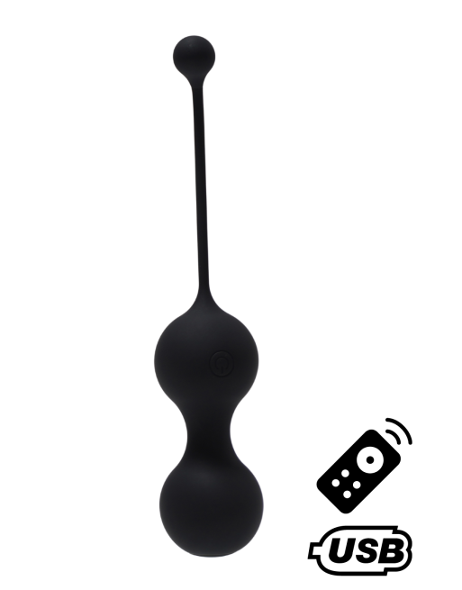 MINA Noir, Boules de Geisha en silicone médical USB avec télécommande - BQ130BLK