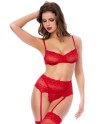 Ensemble 3 pièces en dentelle rouge - MAL8902RD