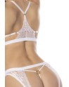 Ensemble 2 pièces blanc Goldie, soutien gorge avec armatures, bretelles réglales et culotte string ouverte - MAL8840WHT