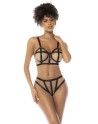 Ensemble 2 pièces noir et chair Havana, en fine résille, soutien gorge avec armatures et culotte taille haute - MAL8849NUBK