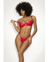 Ensemble lingerie sexy en vinyle rouge avec soutien-gorge et string - MAL2740RED