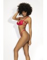 Ensemble lingerie sexy en vinyle rouge avec soutien-gorge et string - MAL2740RED