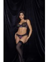 Ensemble lingerie noir deux pièces imprimé fleur exotique - MAL8772PRT