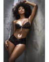 Soutien-gorge et shorty laçage dentelle florale noire - MAL8803BLK