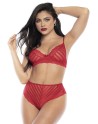 Ensemble deux pièces en dentelle rouge - MAL8815RED