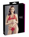 Soutien-gorge en dentelle rouge avec bonnets détachables et string - R221125430