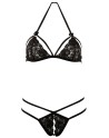 Soutien-gorge en dentelle noire avec bonnets détachables et string - R221125410