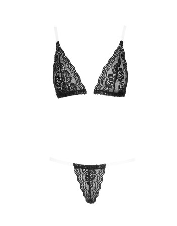 Soutien-gorge dentelle avec bretelles transparente et string - R2213796