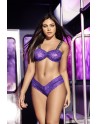 Ensemble deux pièces en dentelle violette et larges bretelles noires imprimées - MAL8698PUR