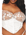 Bustier blanc avec armatures grande taille, en satin et dentelle florale - DG13262XWHT