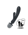 2 en 1 Vibromasseur rabbit et wand noir USB Triple Lover Satisfyer - CC597825