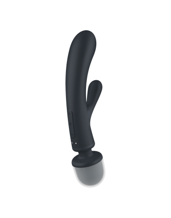 2 en 1 Vibromasseur rabbit et wand noir USB Triple Lover Satisfyer - CC597825