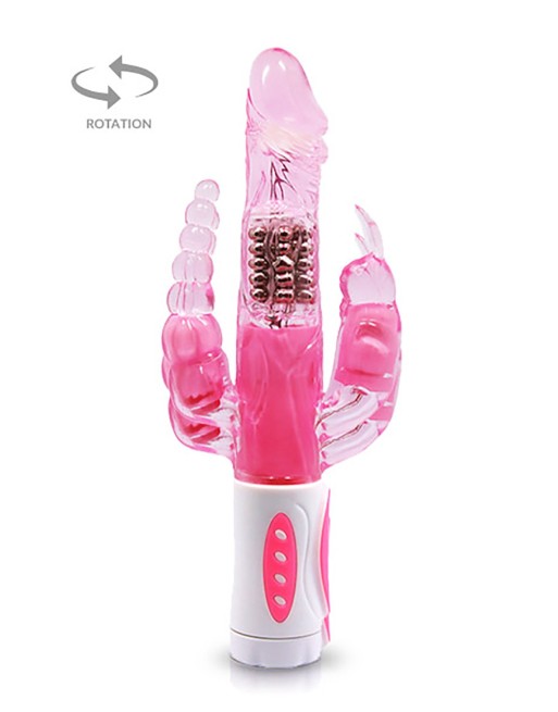 Vibromasseur rabbit rotatif triple stimulation - CC530136