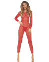 Bodystocking rouge ouvert à l'entrejambe - REN7108-RED