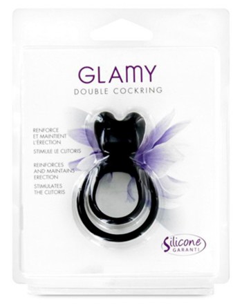 Double cockring noir avec stimulateur de clitoris - CC5710050010